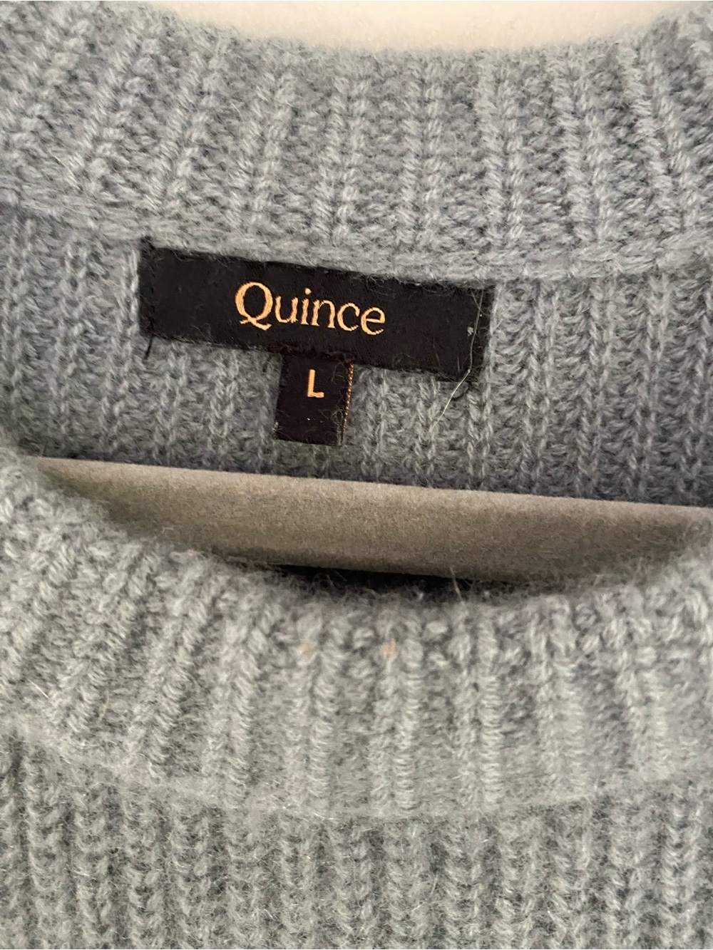 Quince Mongolian cashmere fisherman crewneck sweater dusty blue large - Picture 4 of 9